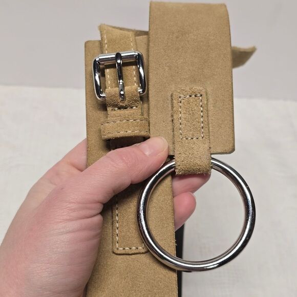 Banana Republic Vintage Women\'s Genuine Beige Suede Ring Buckle Wide Boho Belt M main image 4